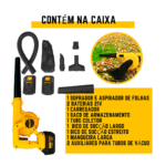 Soprador e Aspirador de Folhas Bomder 21V Para Jardim Sujeiras Difícil de Alcançar Com 2 Bicos de Sucção com 2 baterias 2400mAh - Imagem 3